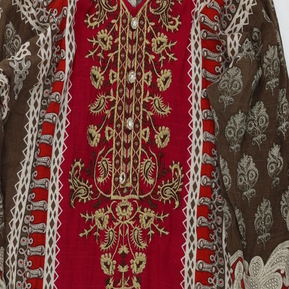 Baba Posh  Womens Brown Geometric  A-Line  Size L