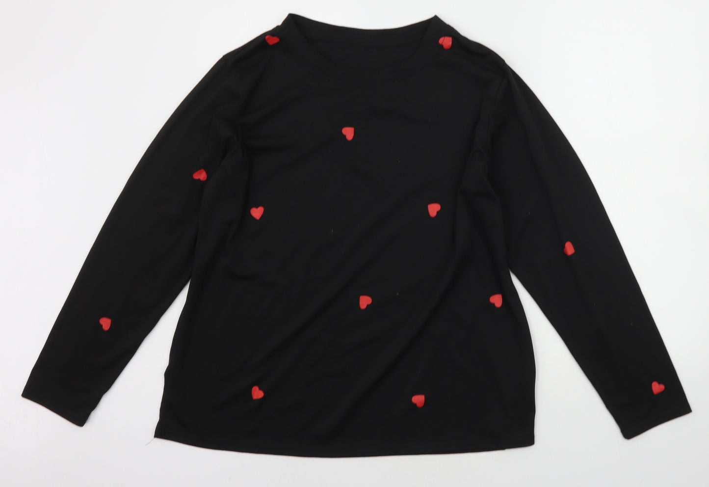 SheIn Womens Black Geometric  Basic T-Shirt Size XL  - HEARTS