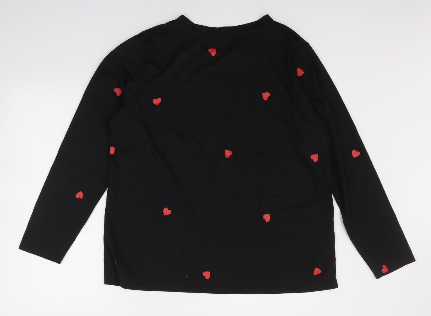 SheIn Womens Black Geometric  Basic T-Shirt Size XL  - HEARTS