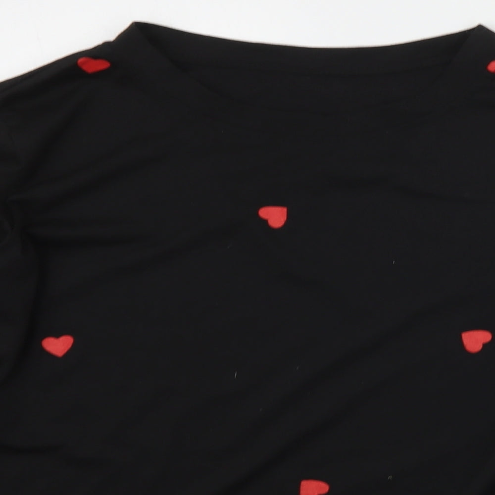 SheIn Womens Black Geometric  Basic T-Shirt Size XL  - HEARTS