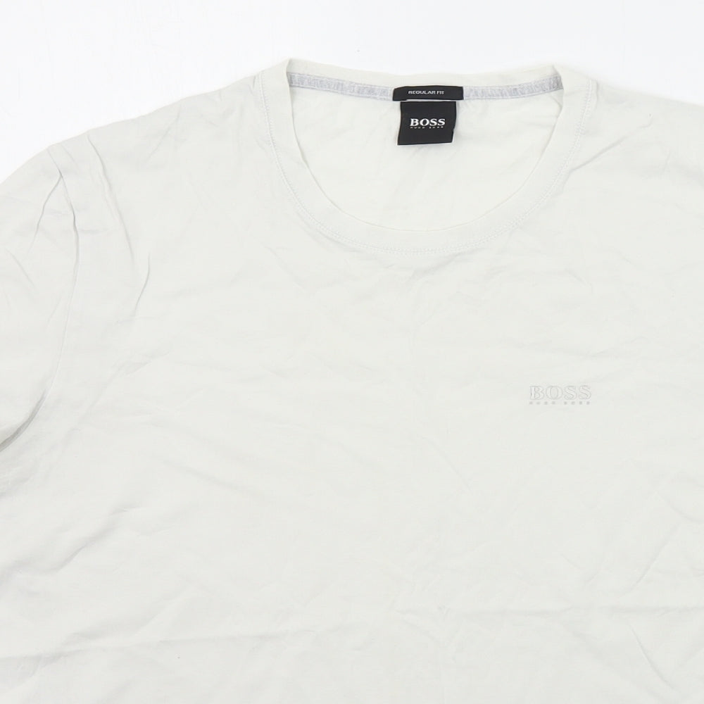 HUGO BOSS Womens White Houndstooth  Basic T-Shirt Size S