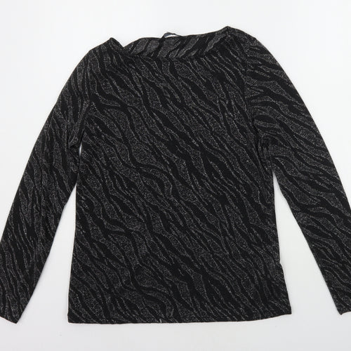 Dorothy Perkins Womens Black Geometric  Basic T-Shirt Size 12