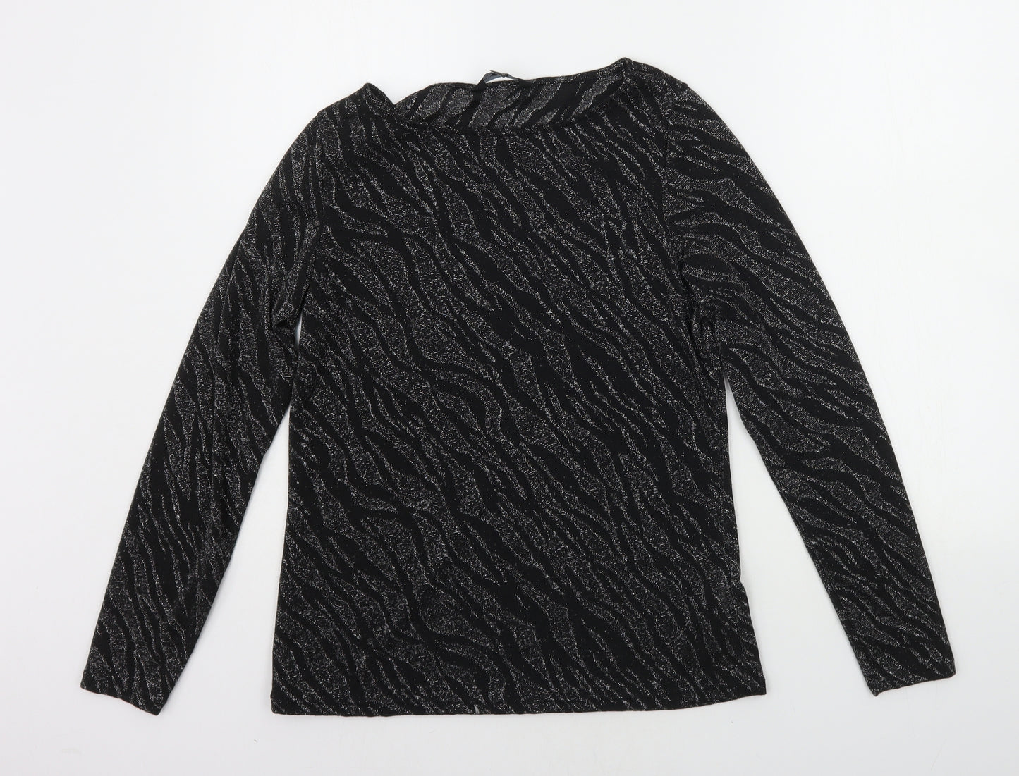 Dorothy Perkins Womens Black Geometric  Basic T-Shirt Size 12