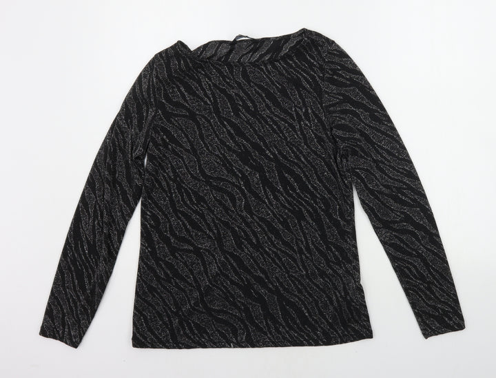 Dorothy Perkins Womens Black Geometric  Basic T-Shirt Size 12