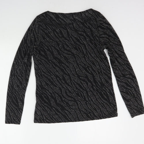 Dorothy Perkins Womens Black Geometric  Basic T-Shirt Size 12