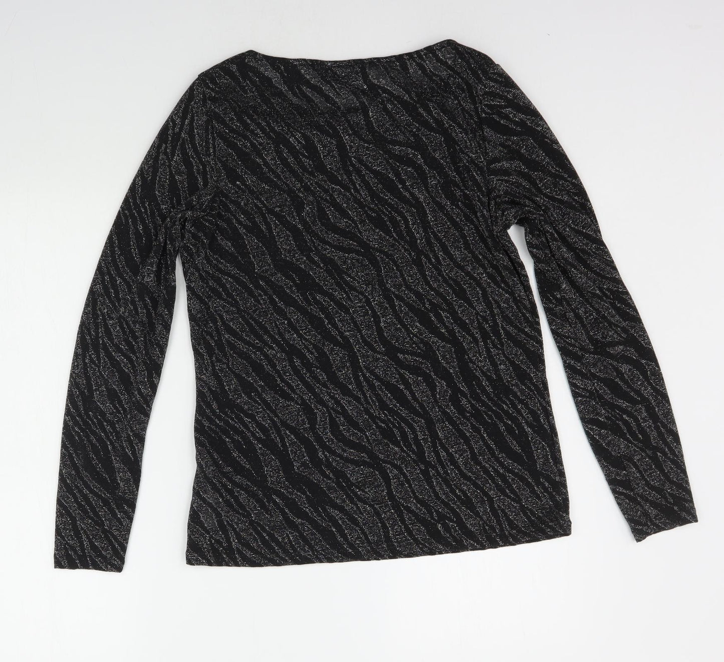 Dorothy Perkins Womens Black Geometric  Basic T-Shirt Size 12