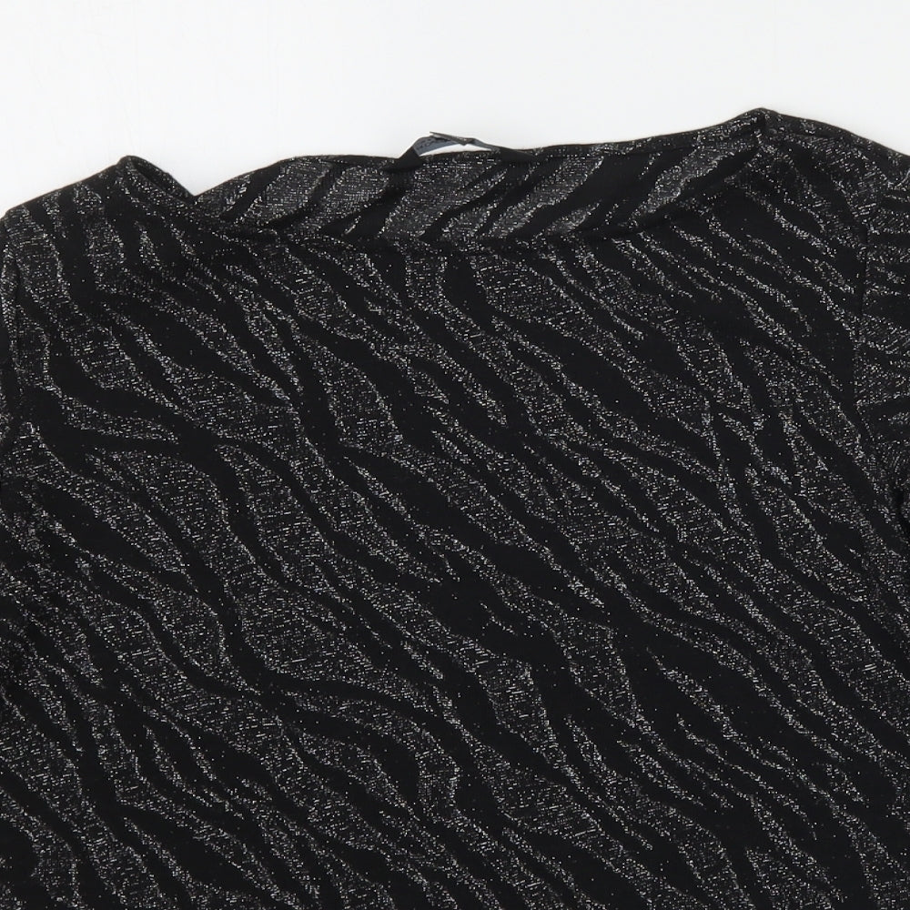 Dorothy Perkins Womens Black Geometric  Basic T-Shirt Size 12