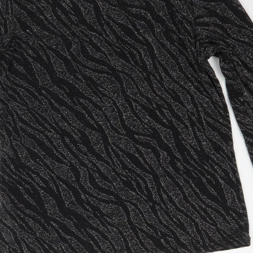 Dorothy Perkins Womens Black Geometric  Basic T-Shirt Size 12