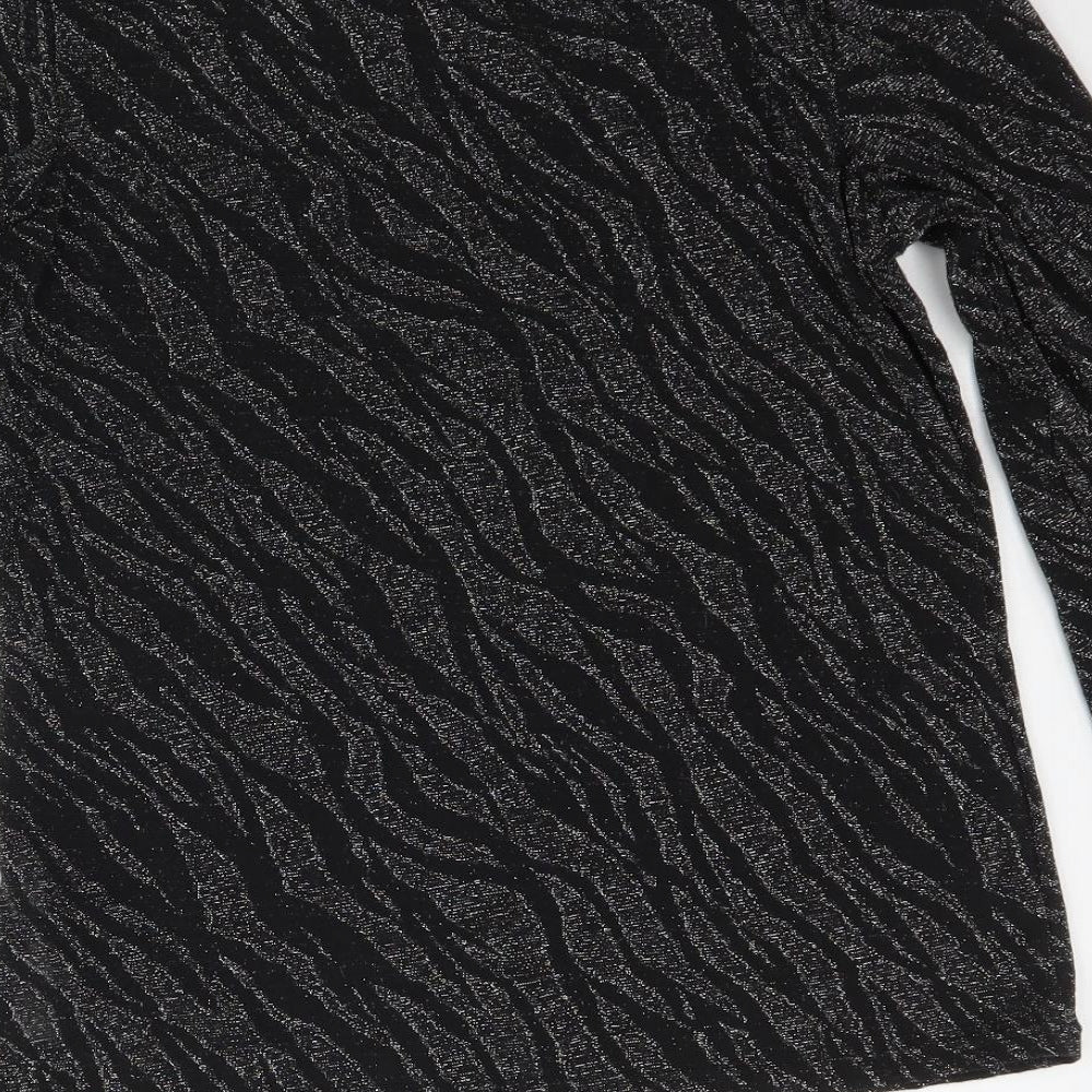 Dorothy Perkins Womens Black Geometric  Basic T-Shirt Size 12