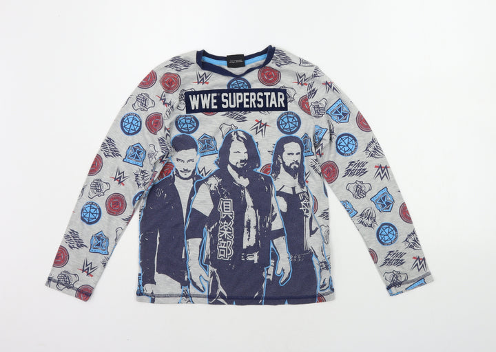 George Girls Grey Geometric Top Pyjama Top Size 10-11 Years - wwe