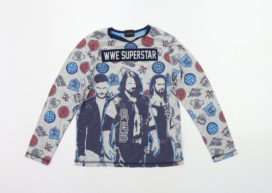 George Girls Grey Geometric  Top Pyjama Top Size 10-11 Years  - wwe