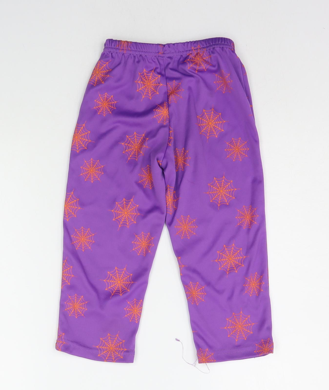 F&F Girls Purple Geometric  Jogger Trousers Size 2-3 Years - spider