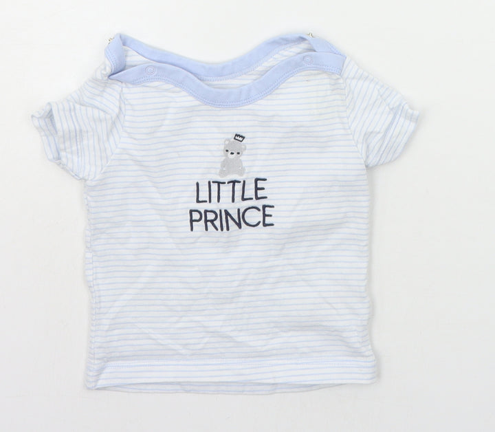 little nutmeg Baby Blue Striped  Basic T-Shirt Size 6-9 Months  - Little Prince