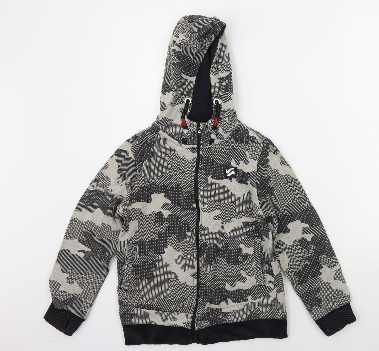 Nutmeg Boys Grey Geometric  Full Zip Hoodie Size 8-9 Years