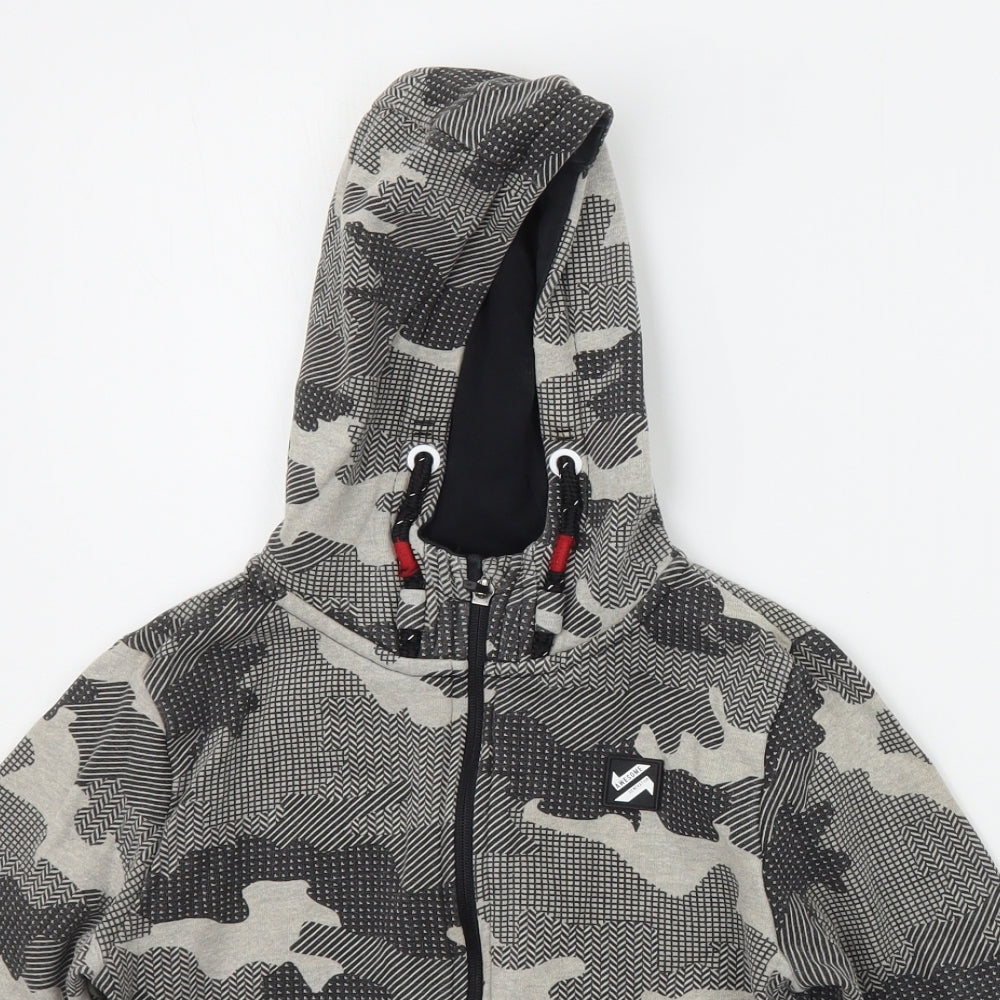 Nutmeg Boys Grey Geometric  Full Zip Hoodie Size 8-9 Years