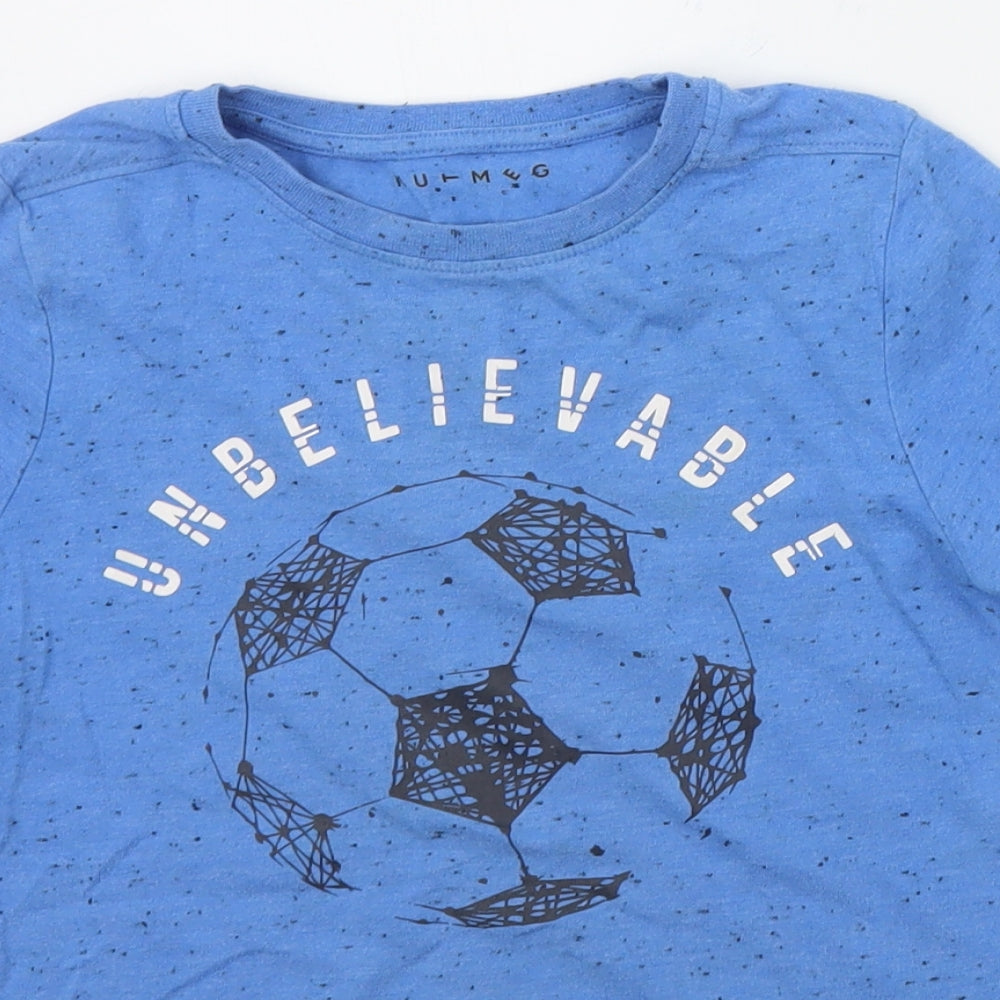 Nutmeg Boys Blue   Basic T-Shirt Size 6-7 Years  - FOOTBALL