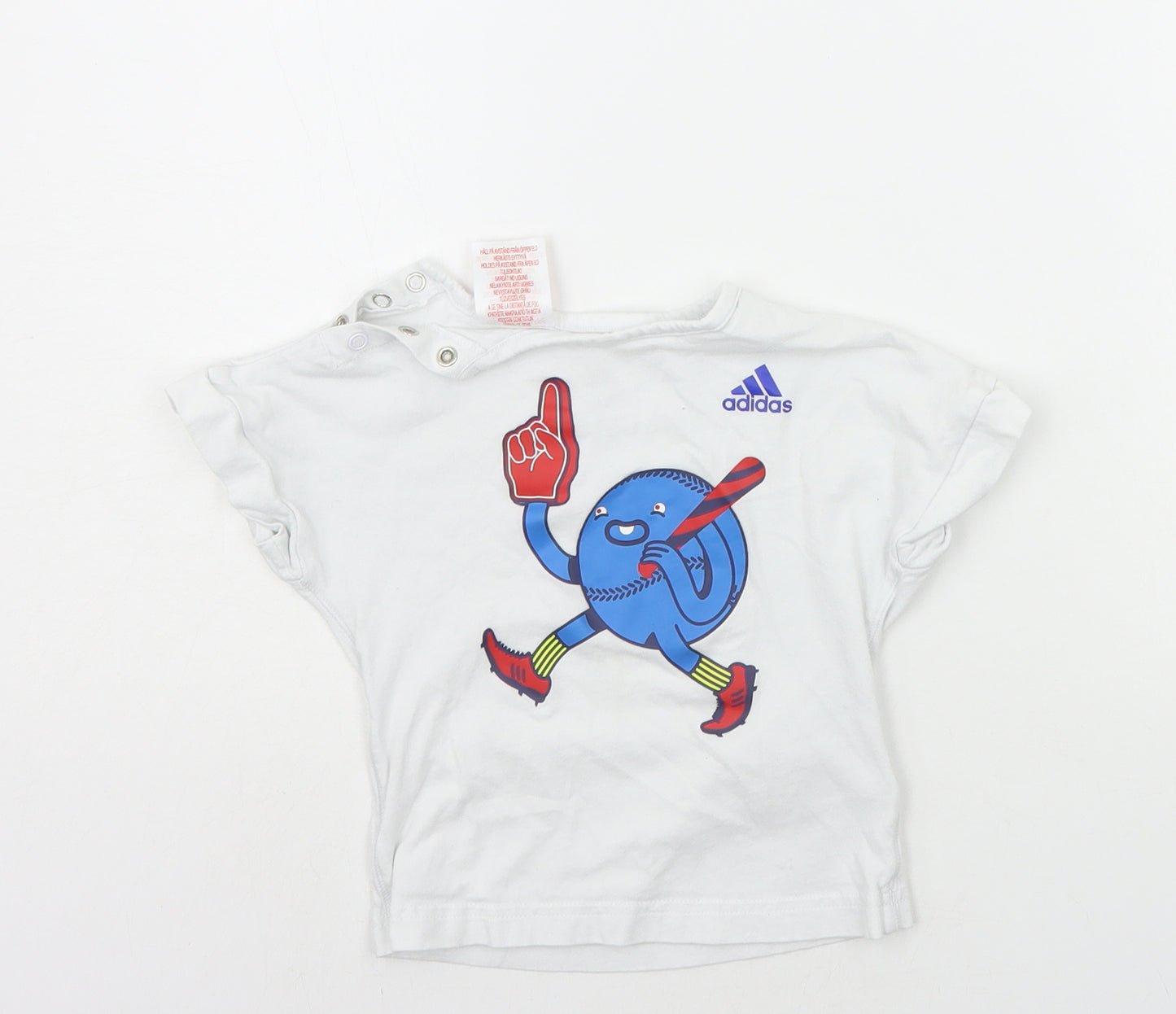 adidas Baby White   Basic T-Shirt Size 9-12 Months  - blue ball
