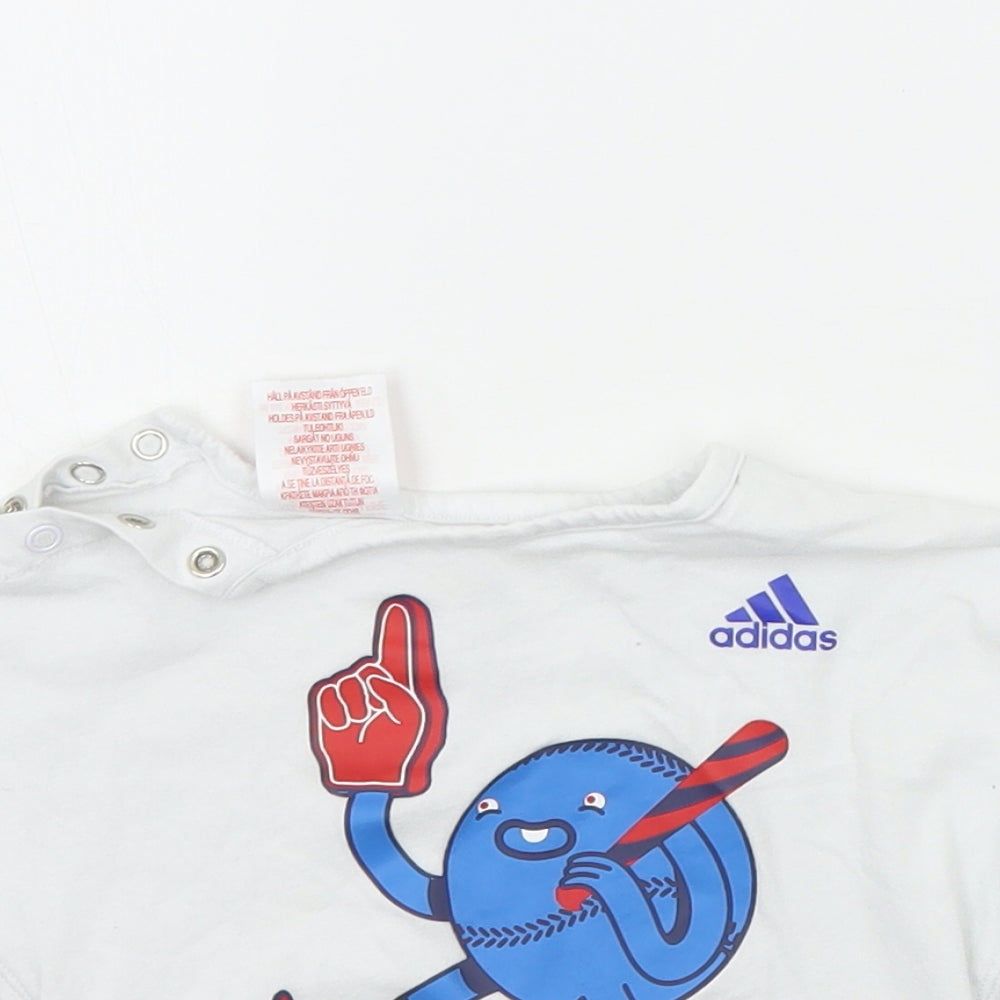 adidas Baby White   Basic T-Shirt Size 9-12 Months  - blue ball
