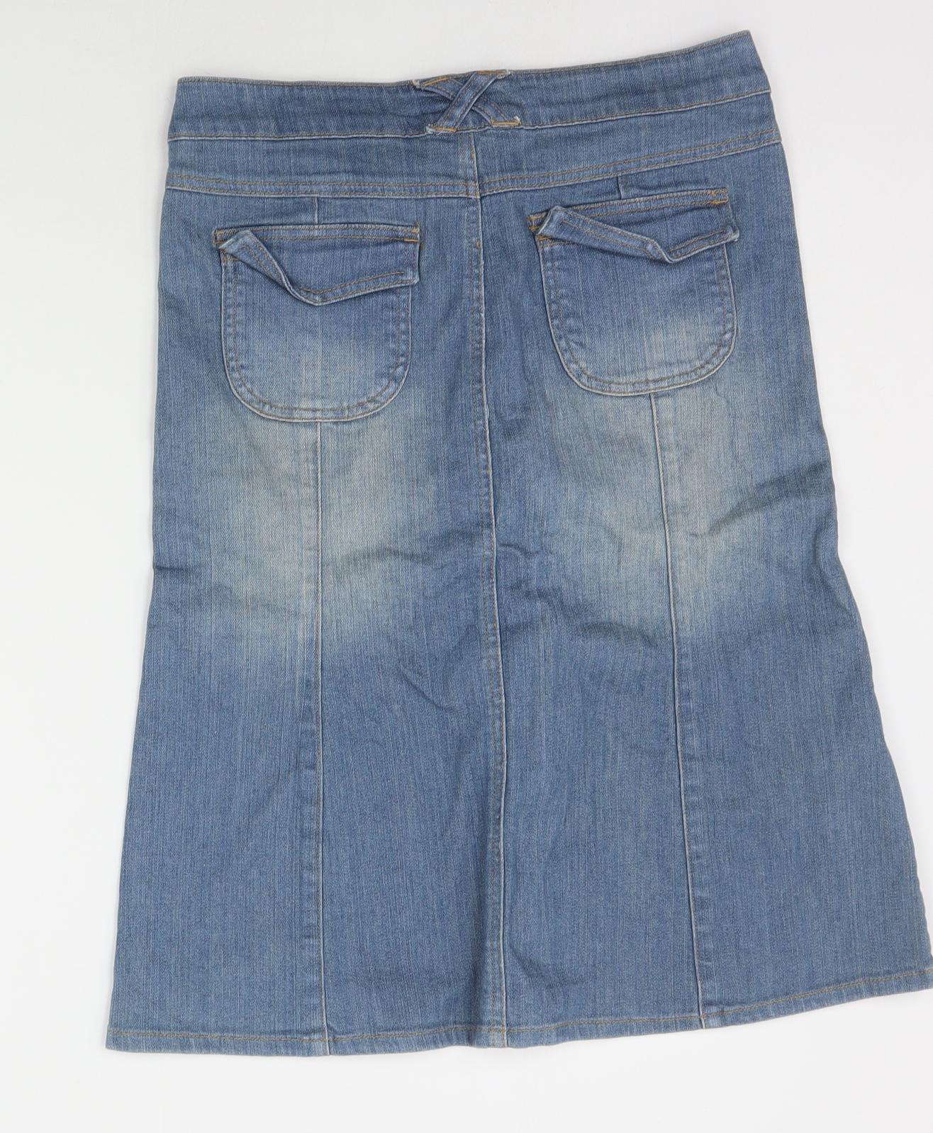 Topshop Womens Blue   A-Line Skirt Size 10