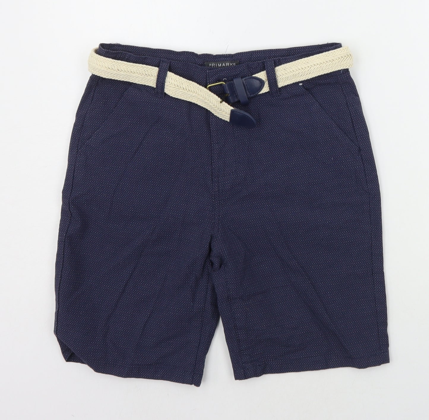 Primark Boys Blue Polka Dot  Chino Shorts Size 11-12 Years - BELTED