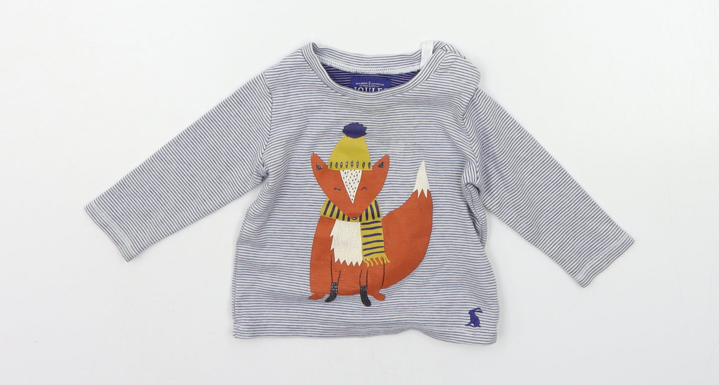 Joules Baby White Striped  Basic T-Shirt Size 3-6 Months  - FOX