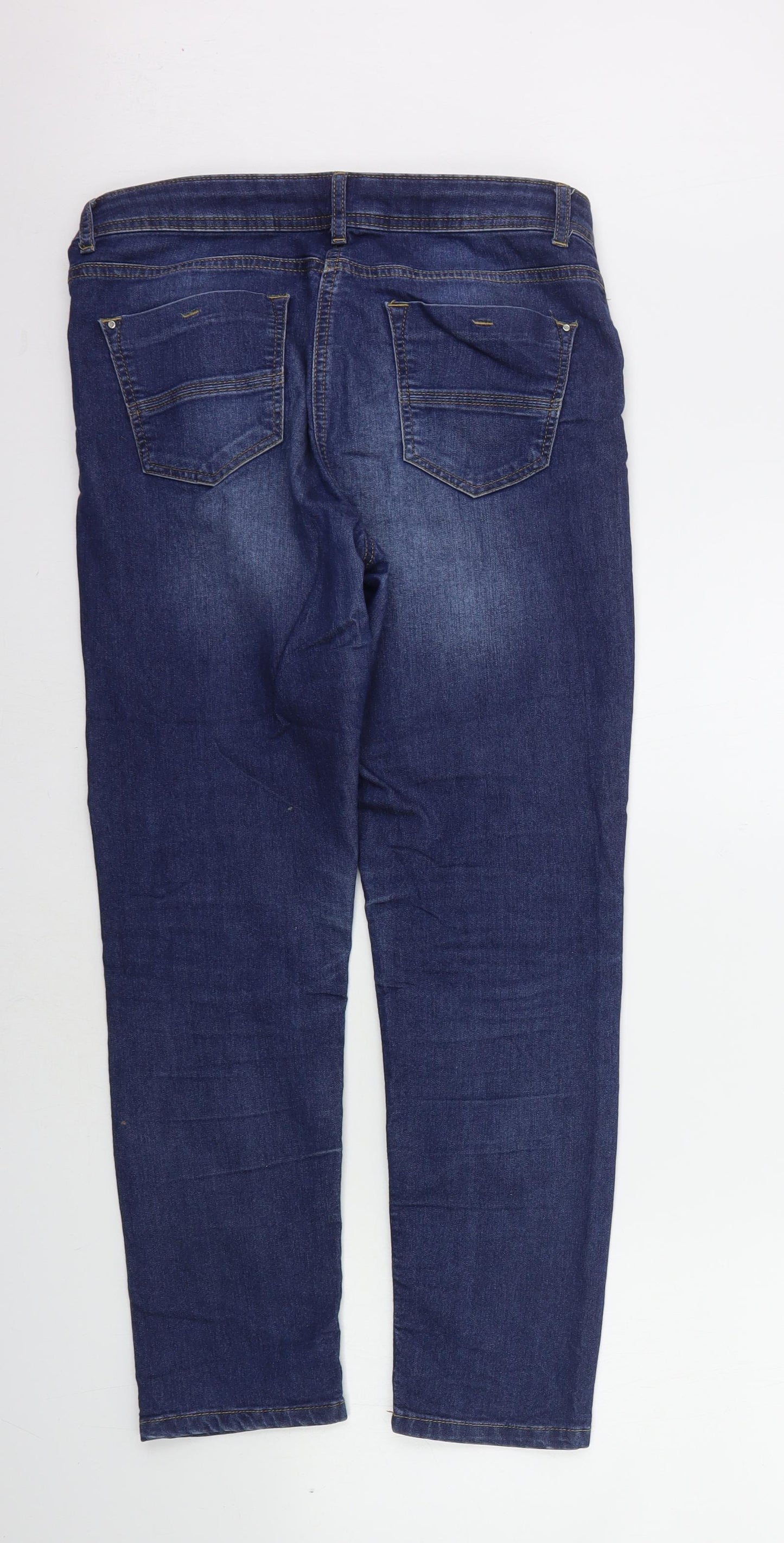 Wallis Womens Blue Houndstooth  Straight Jeans Size 12 L23 in