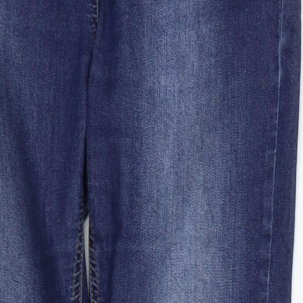 Wallis Womens Blue Houndstooth  Straight Jeans Size 12 L23 in