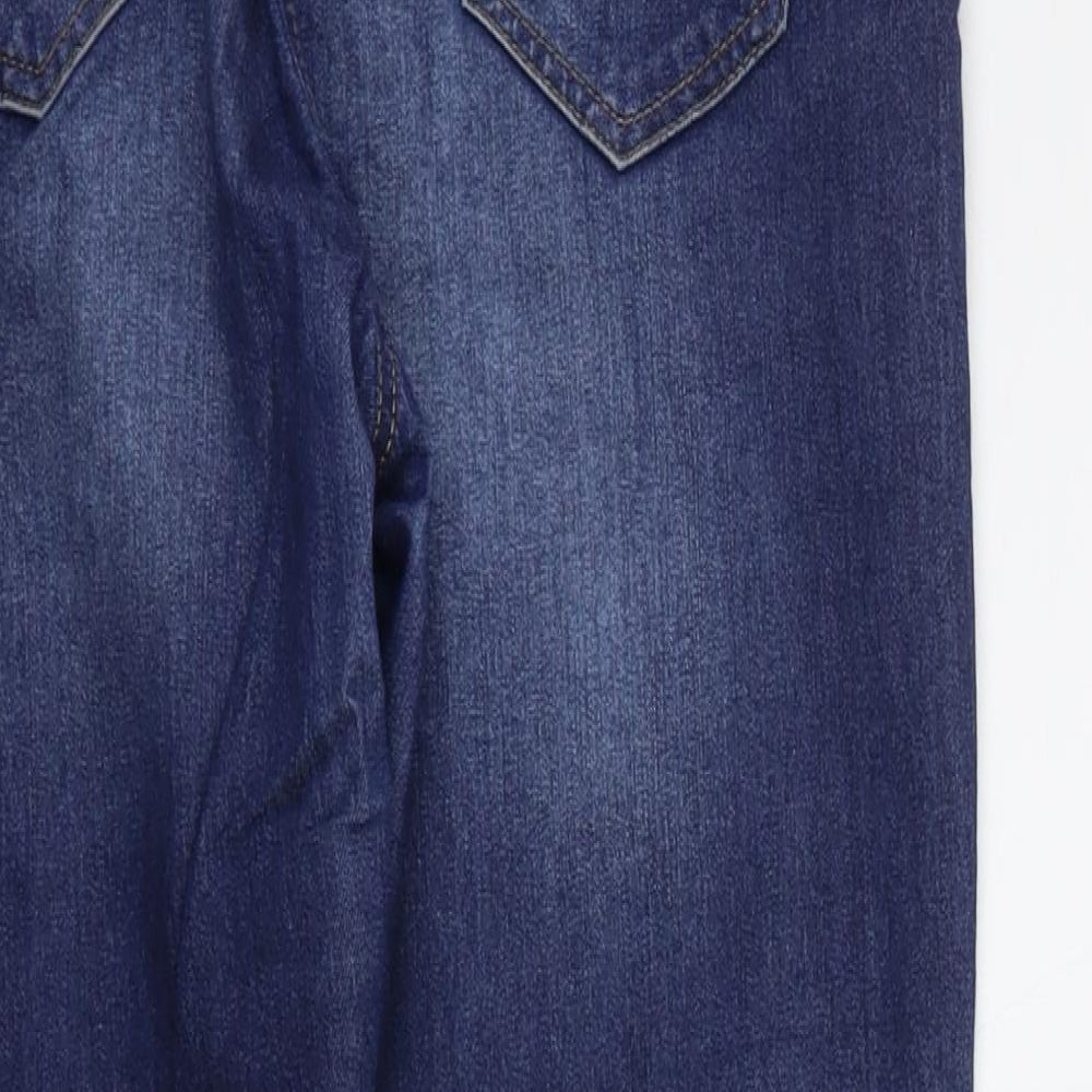 Wallis Womens Blue Houndstooth  Straight Jeans Size 12 L23 in