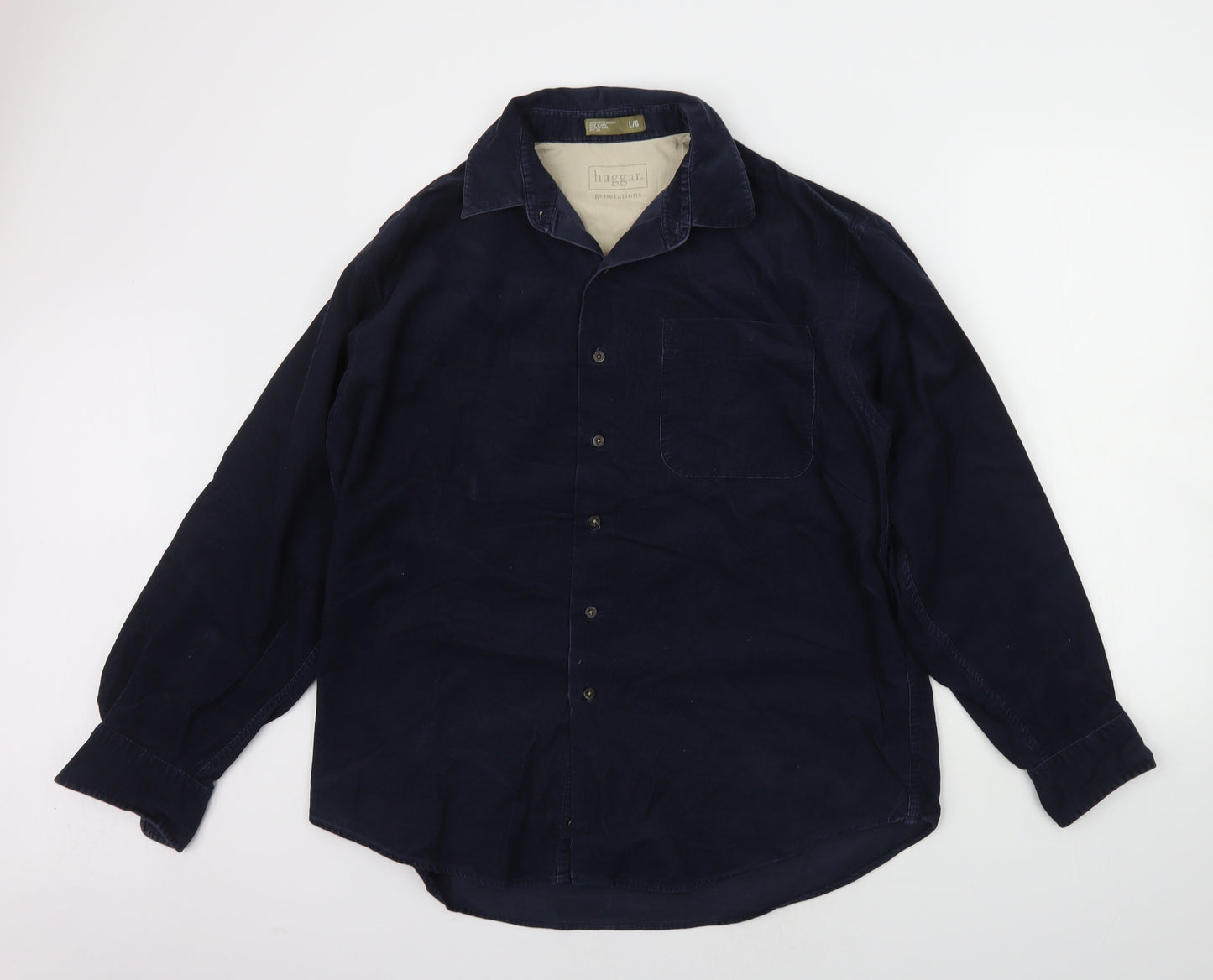 Haggar Mens Blue    Button-Up Size L