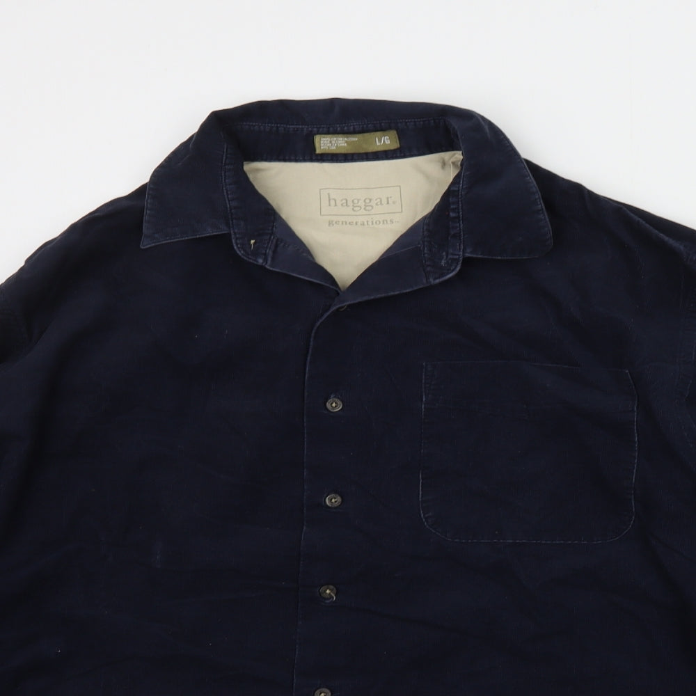 Haggar Mens Blue    Button-Up Size L
