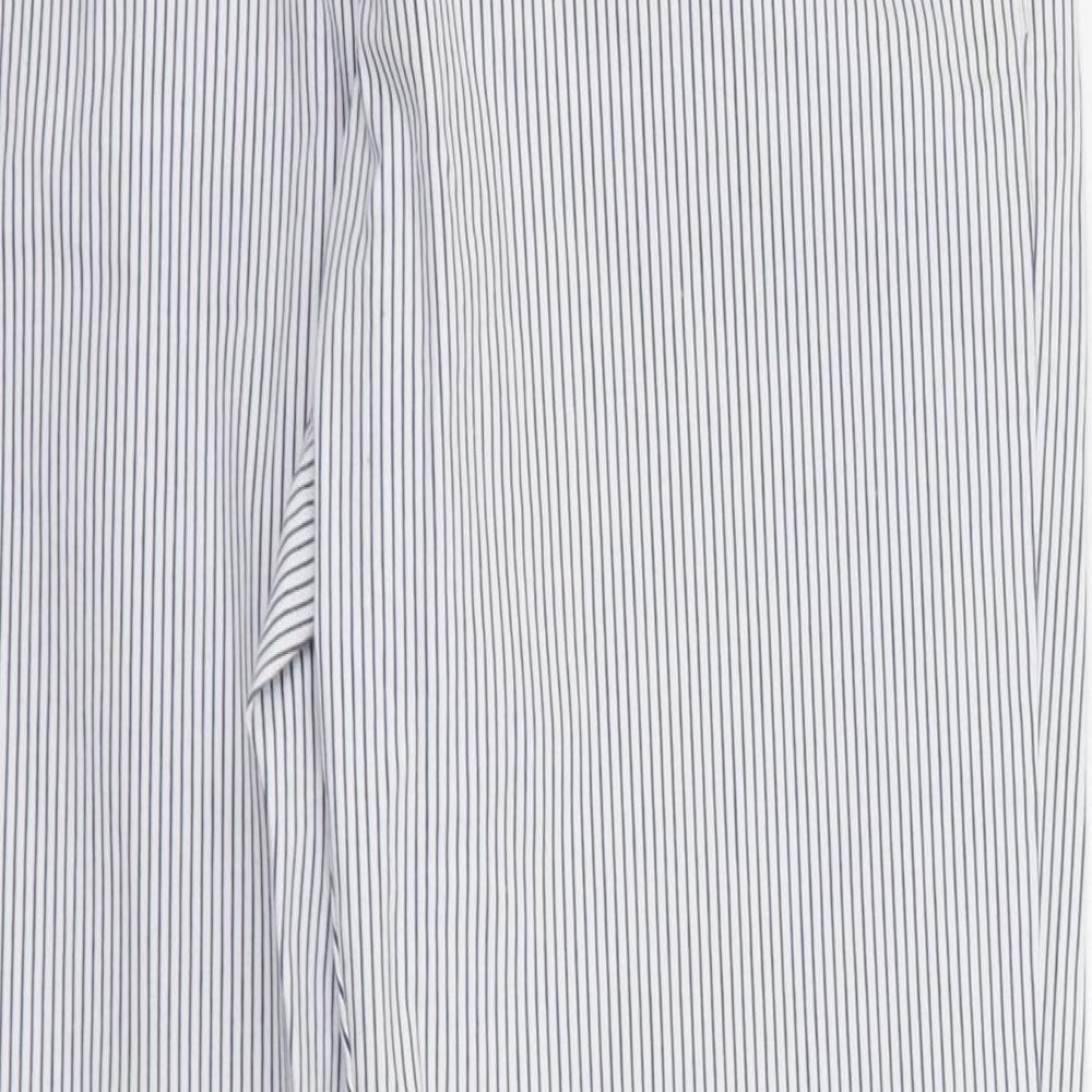 Marks and Spencer Womens White Striped  Trousers  Size 12 L26 in