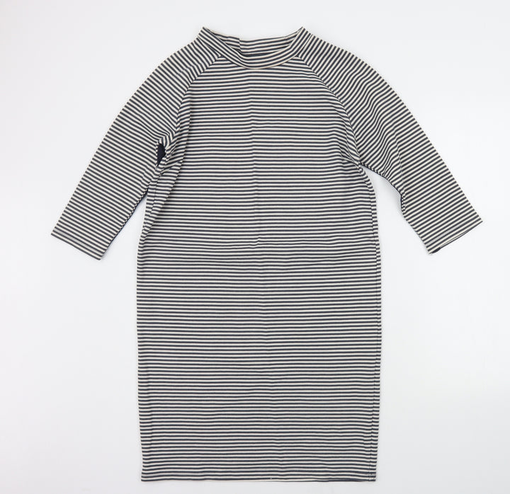Selected Womens White Striped  Jumper Dress  Size M