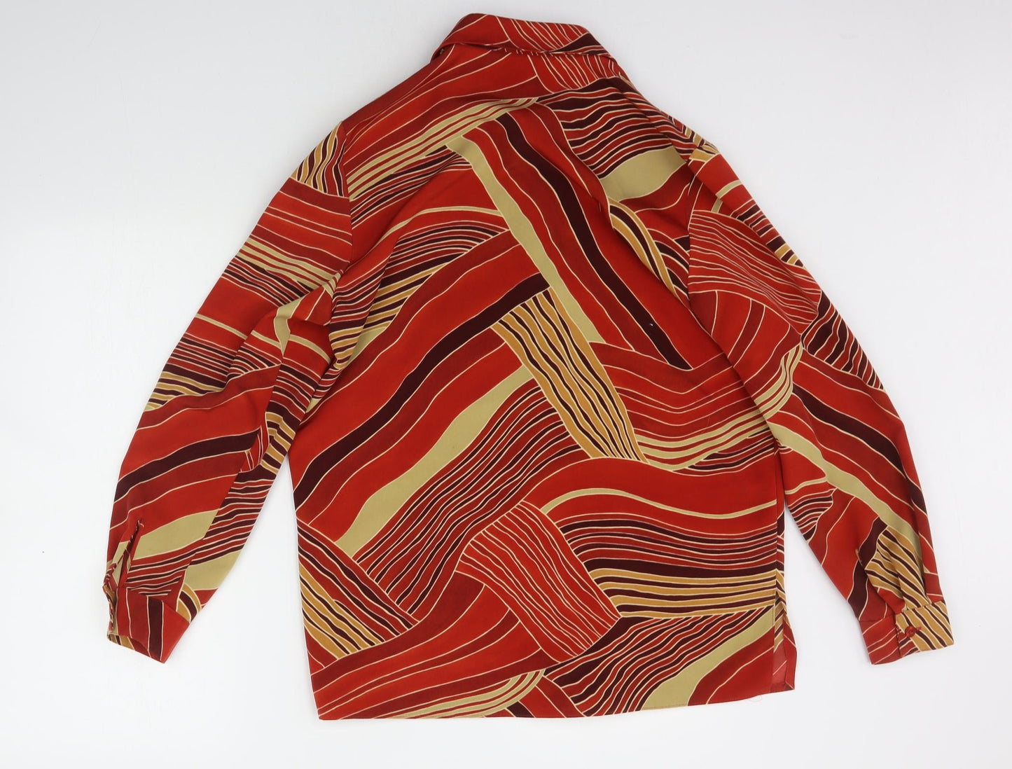 Preworn Womens Red Geometric  Basic Button-Up Size 12