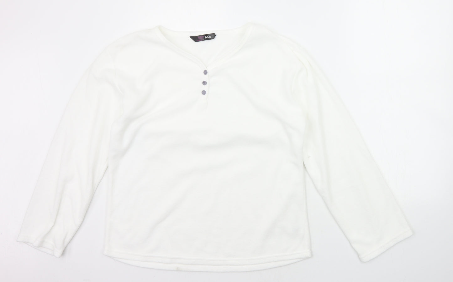 Indigo Womens White Solid  Top Pyjama Top Size 14