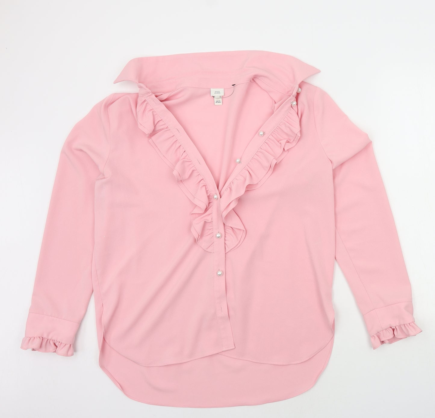 River Island Womens Pink   Basic Button-Up Size 14  - perl detail
