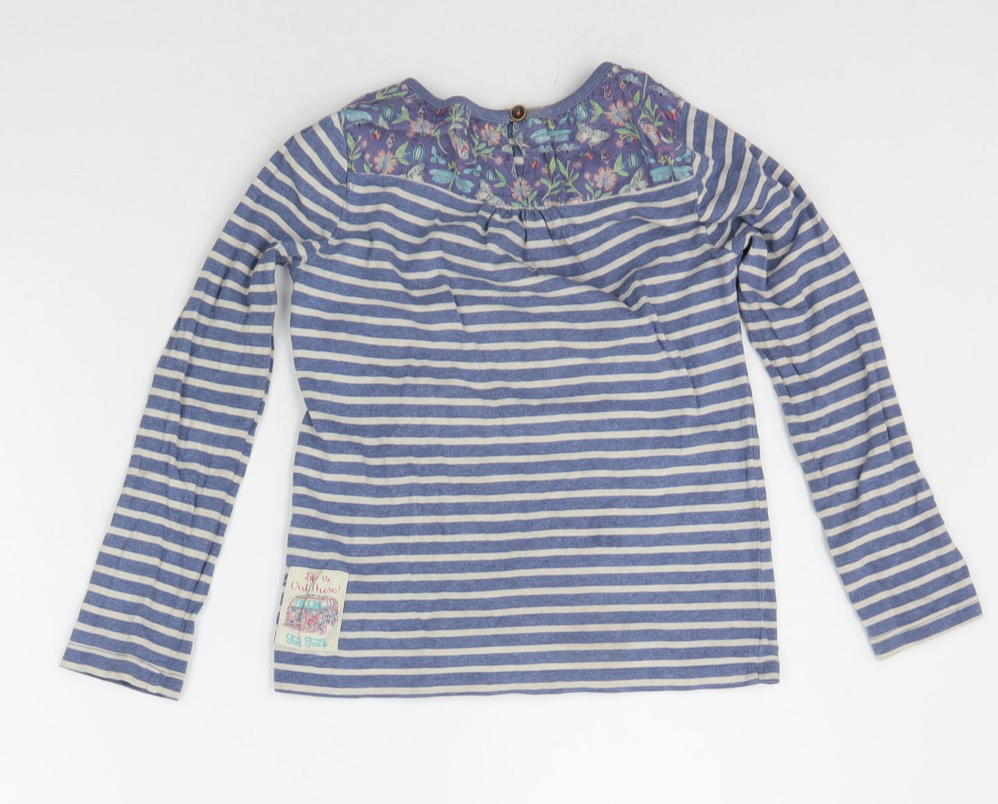 Fat Face Girls Blue Striped  Basic T-Shirt Size 7-8 Years