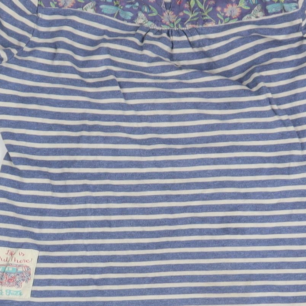 Fat Face Girls Blue Striped  Basic T-Shirt Size 7-8 Years