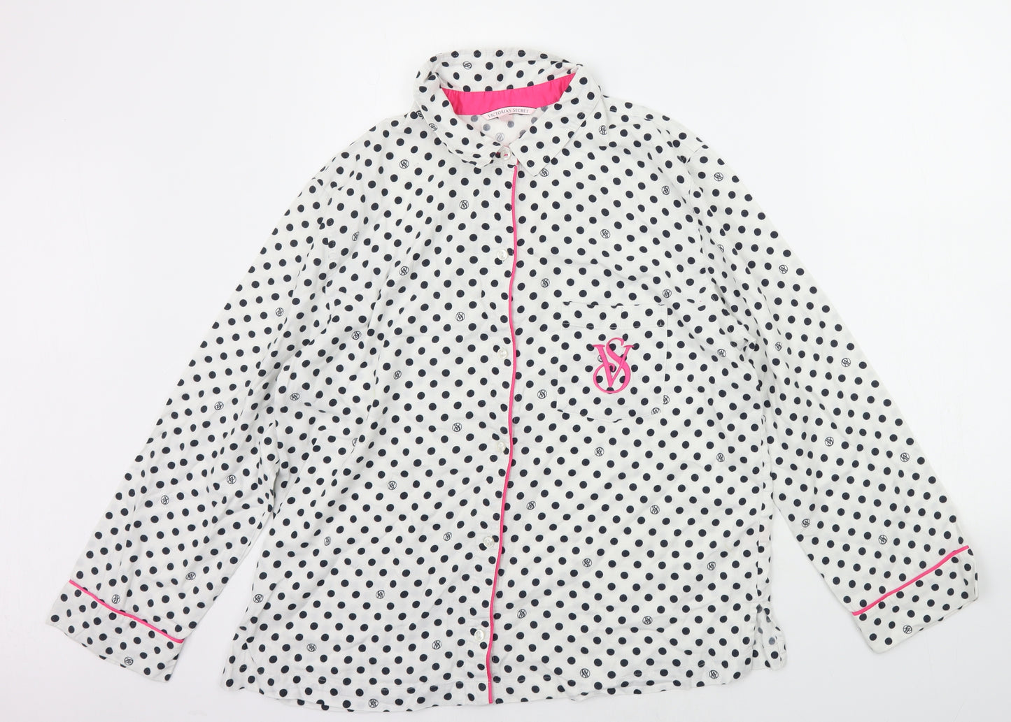 Victoria's Secret Womens White Polka Dot  Top Pyjama Top Size M