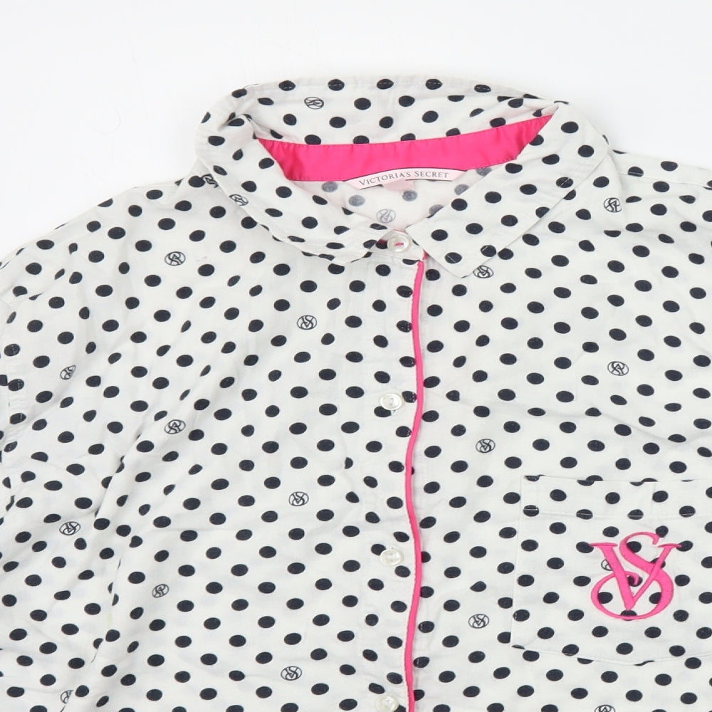 Victoria's Secret Womens White Polka Dot  Top Pyjama Top Size M