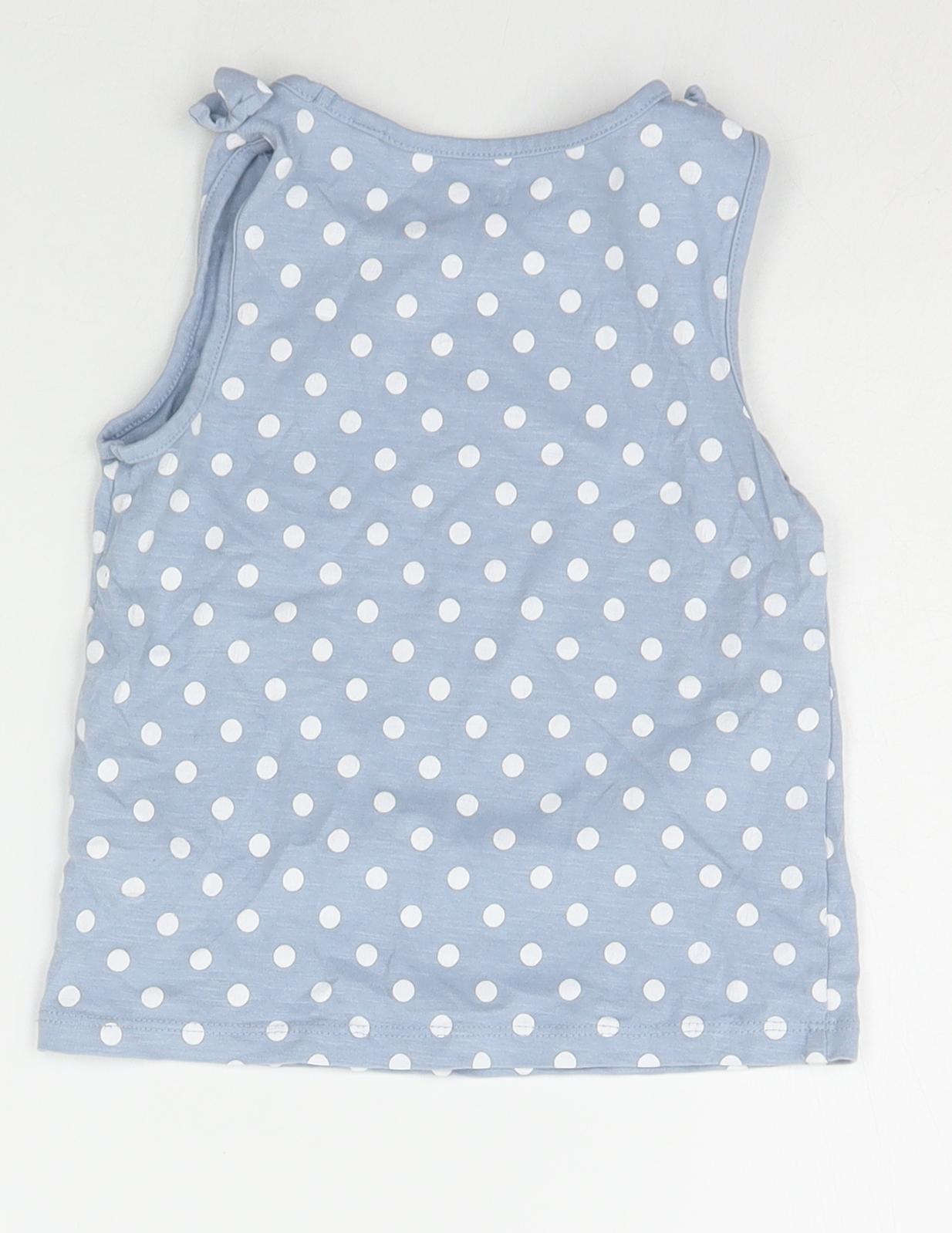 TU Girls Blue Polka Dot  Basic T-Shirt Size 2-3 Years