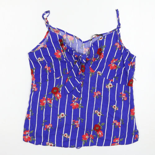 George Womens Blue Floral  Basic Tank Size 14