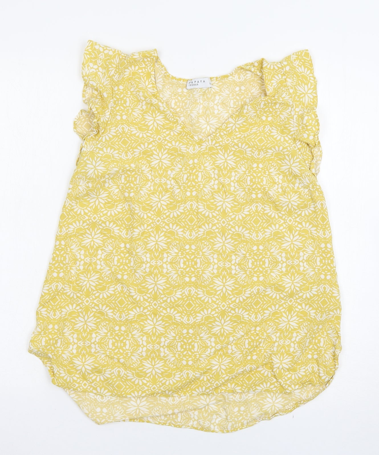 Matalan Womens Yellow Floral  Basic T-Shirt Size 12