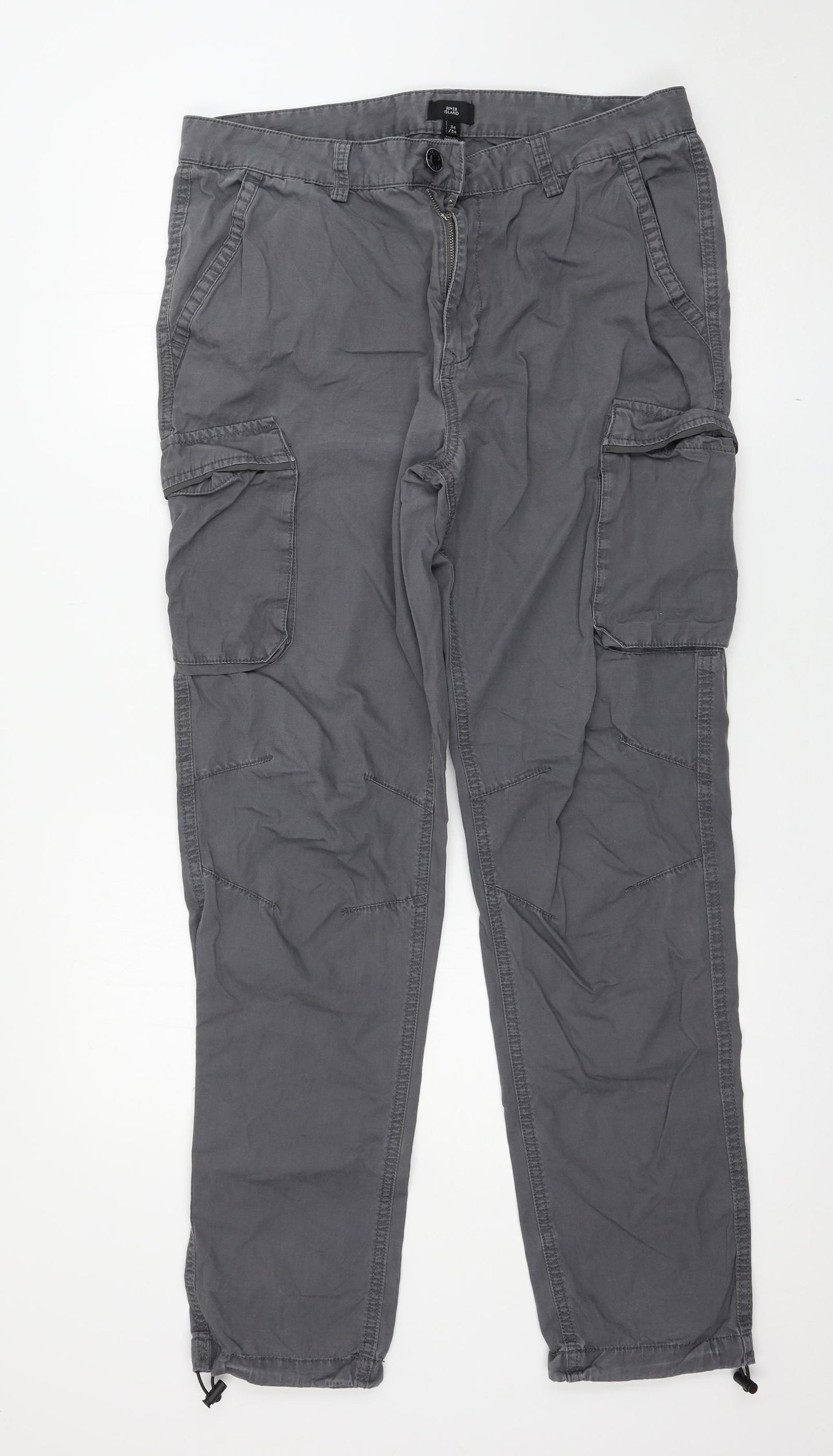 River Island Mens Grey   Cargo Trousers Size 34 L31 in