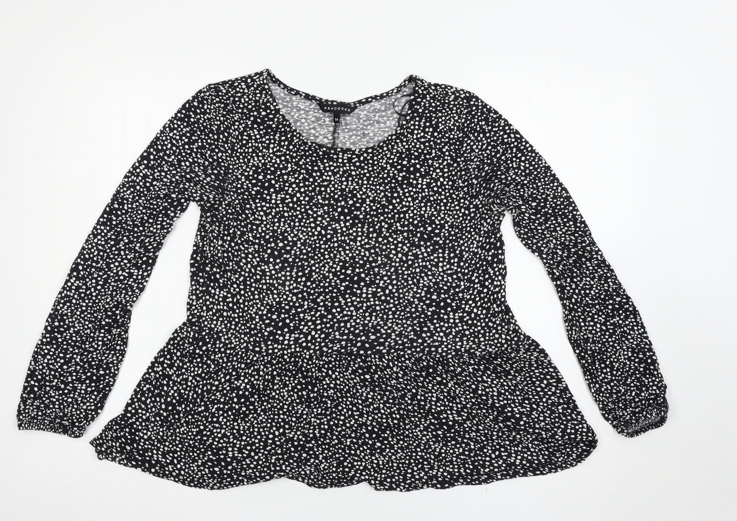Peacocks Womens Black Polka Dot  Basic T-Shirt Size 14