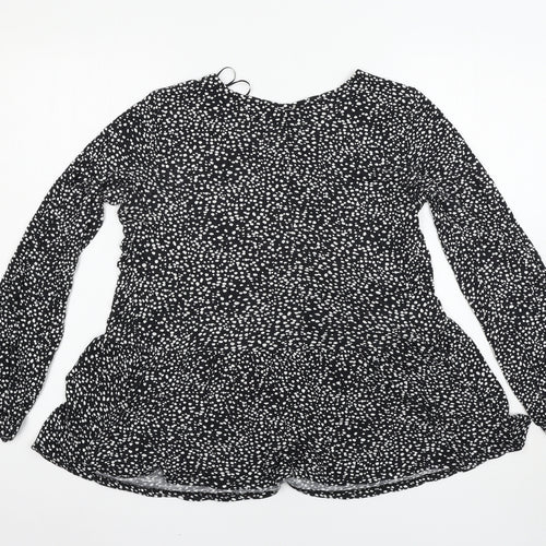 Peacocks Womens Black Polka Dot  Basic T-Shirt Size 14
