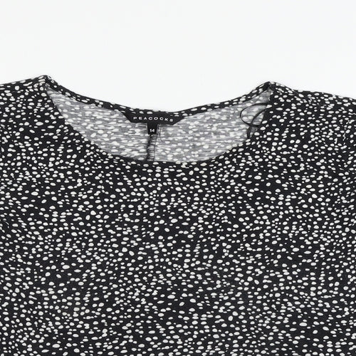 Peacocks Womens Black Polka Dot  Basic T-Shirt Size 14