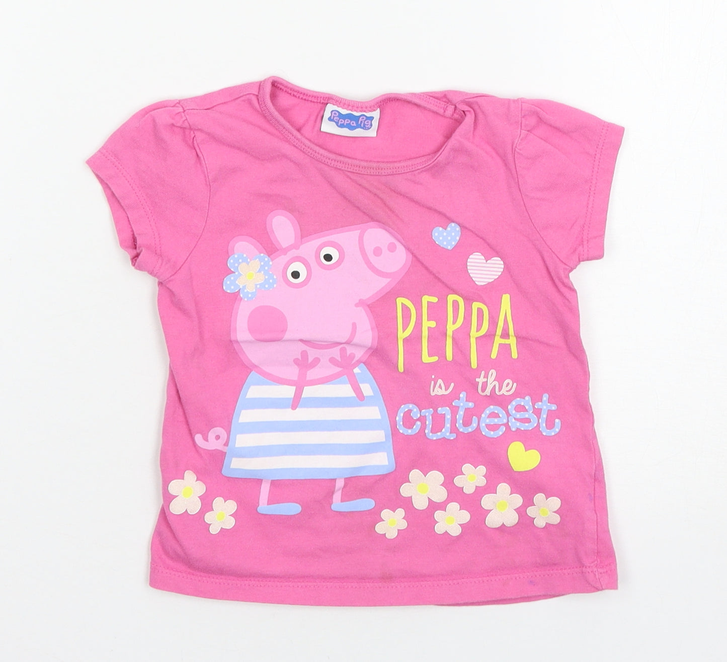 Peppa Pig Girls Pink   Basic T-Shirt Size 18-24 Months  - Peppa pig