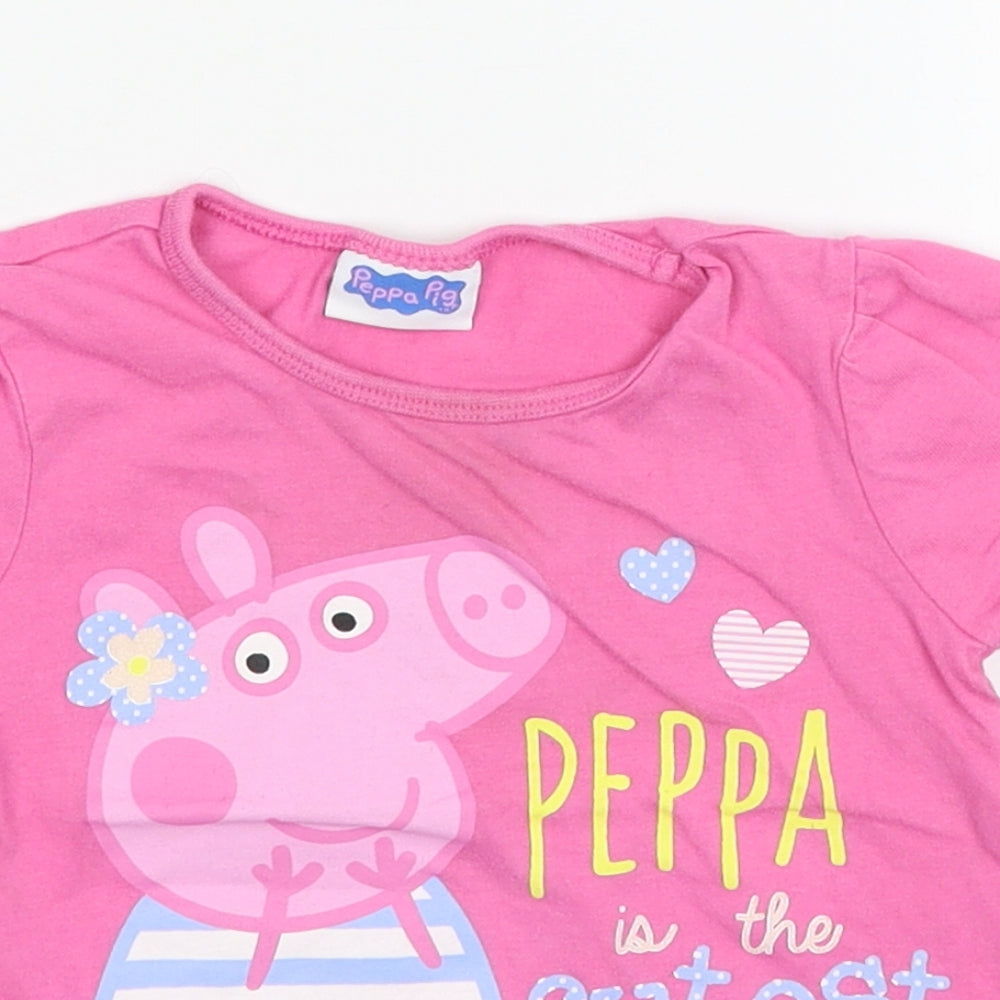 Peppa Pig Girls Pink   Basic T-Shirt Size 18-24 Months  - Peppa pig