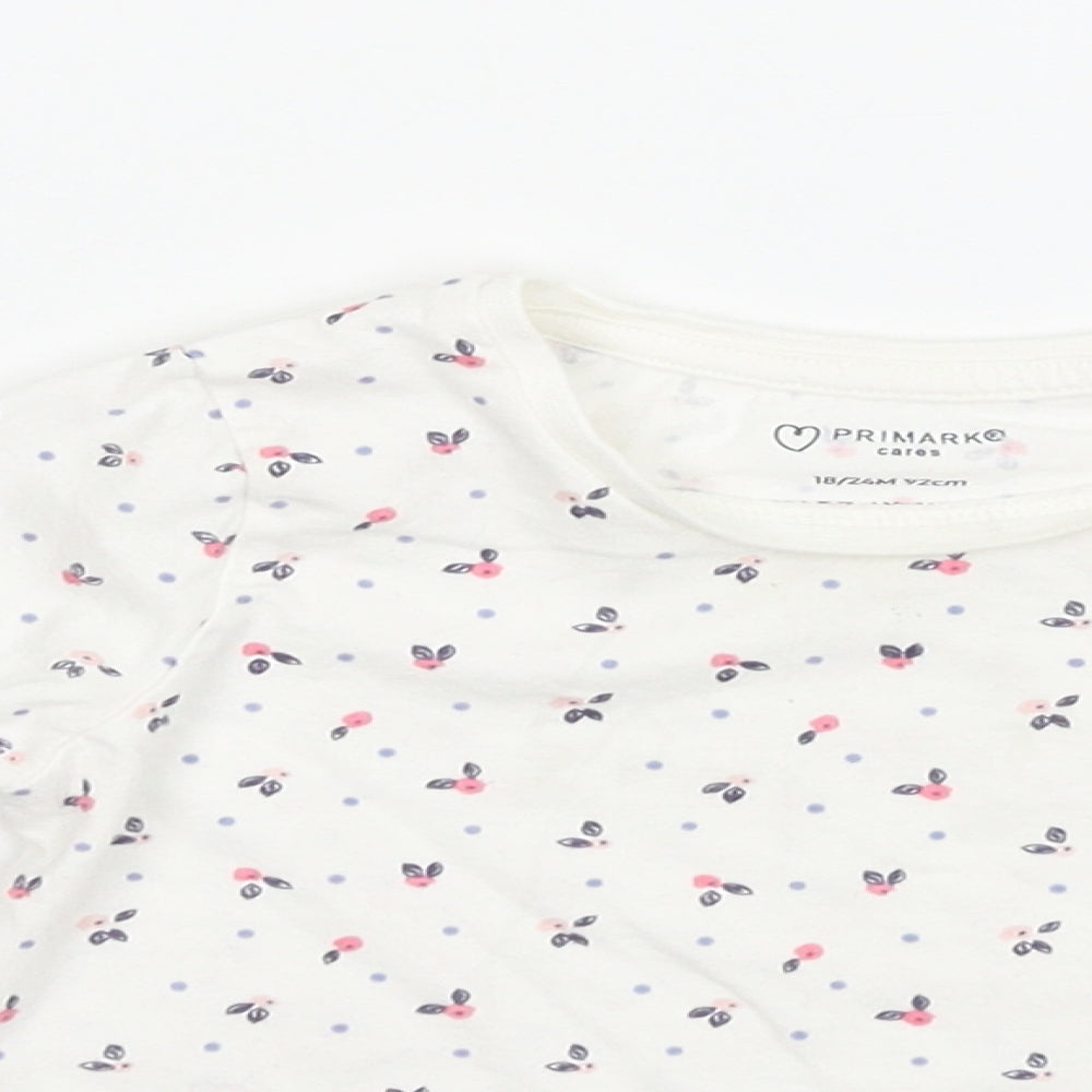 Primark Girls White Floral  Basic T-Shirt Size 18-24 Months