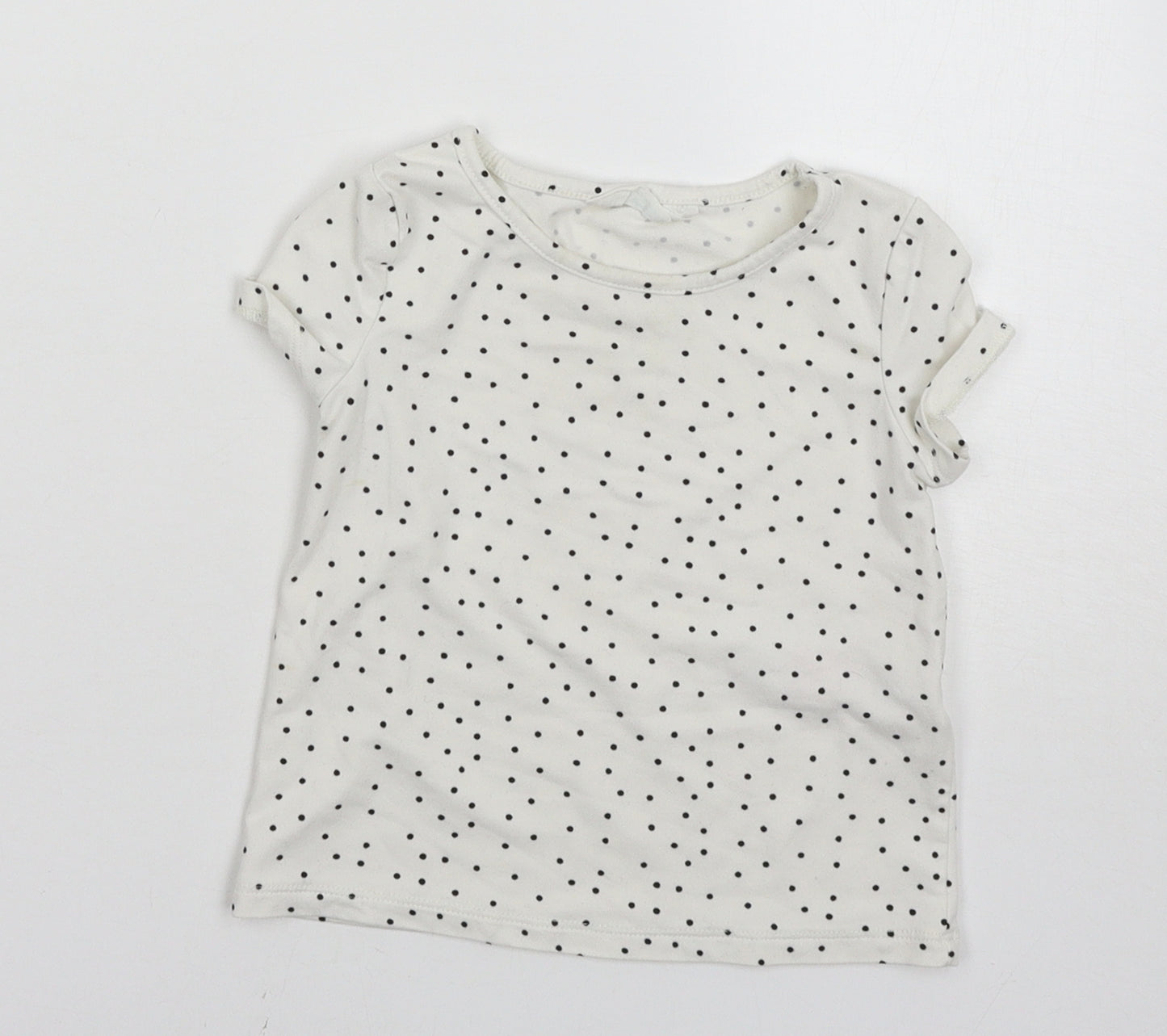 Primark Girls White Polka Dot  Basic T-Shirt Size 18-24 Months